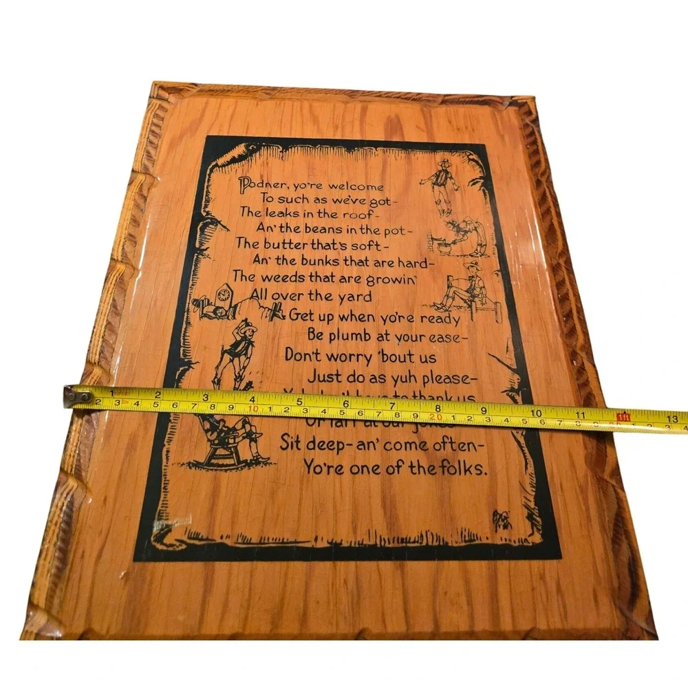 Vintage Dude Sands Cowboy‎ Poet Decoupage Wood Plaque Knott's Berry Farm 1950s